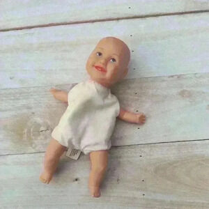 Vintage 2000 1999 Unimax Limited Beanbag Baby Doll Plush Toy 9" Blue Eye Plastic